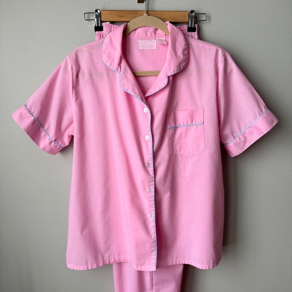 Matching Pajama Set Pastel Pink w/Blue Vintage Nite Mates - Picture 3 of 14